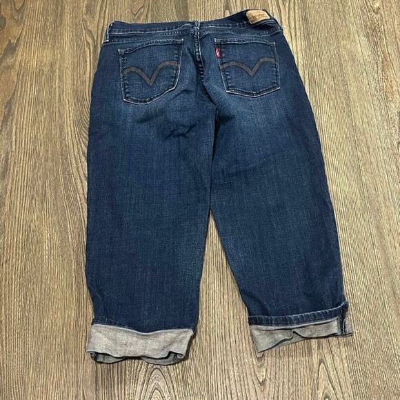 Levi's Womens 515 Cuffed Denim Capris Jeans Mid Rise Stretch Dark Wash Blue Sz 4 - Picture 8 of 11